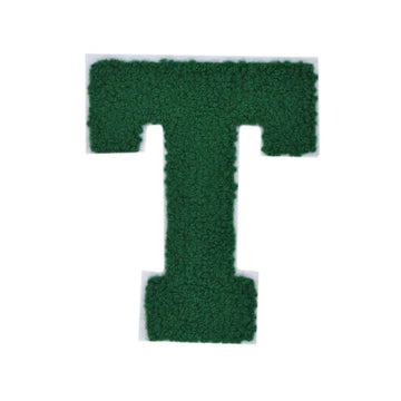 CHENILLE HUNTER GREEN LETTER PATCH