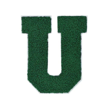 CHENILLE HUNTER GREEN LETTER PATCH