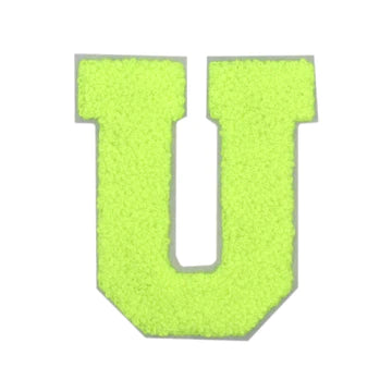 CHENILLE NEON GREEN LETTER PATCH