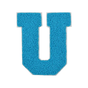 CHENILLE TURQUOISE  LETTER PATCH