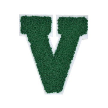 CHENILLE HUNTER GREEN LETTER PATCH
