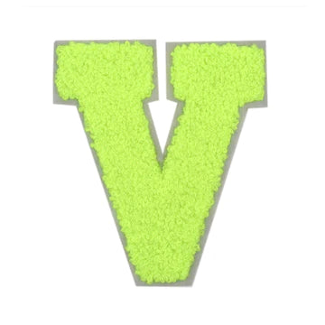 CHENILLE NEON GREEN LETTER PATCH