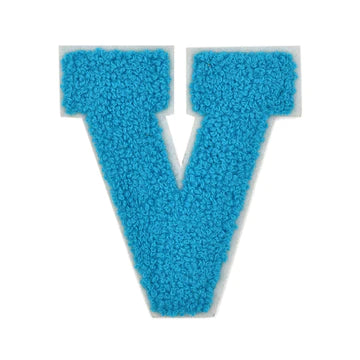 CHENILLE TURQUOISE  LETTER PATCH