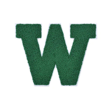 CHENILLE HUNTER GREEN LETTER PATCH