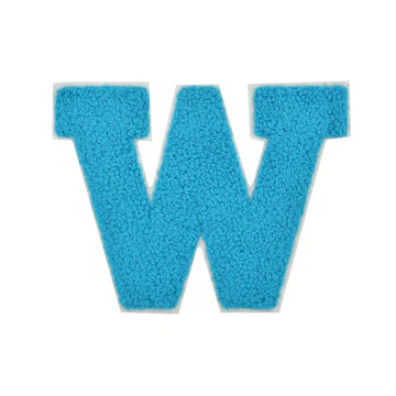 CHENILLE TURQUOISE  LETTER PATCH
