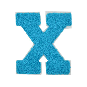 CHENILLE TURQUOISE  LETTER PATCH