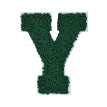 CHENILLE HUNTER GREEN LETTER PATCH