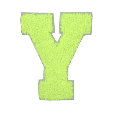 CHENILLE NEON GREEN LETTER PATCH