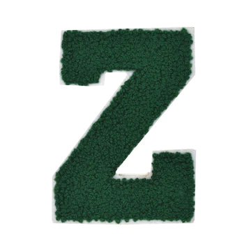 CHENILLE HUNTER GREEN LETTER PATCH
