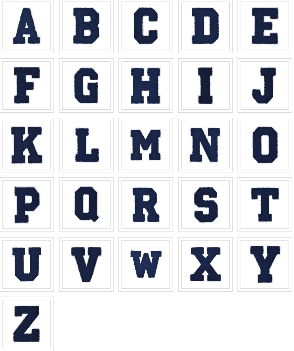 CHENILLE NAVY BLUE LETTER PATCH
